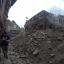 Earthquake destruction and thick dust in the air in Bhaktapur